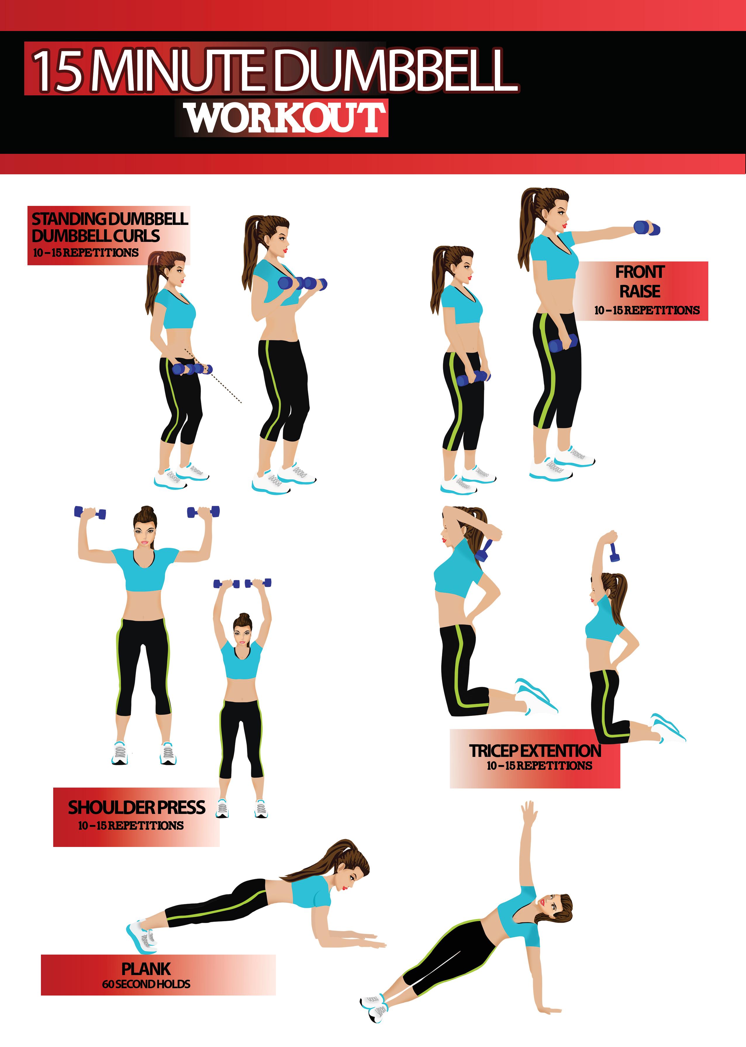 15 Minute Dumbell Workout Poster for Push Pull Legs